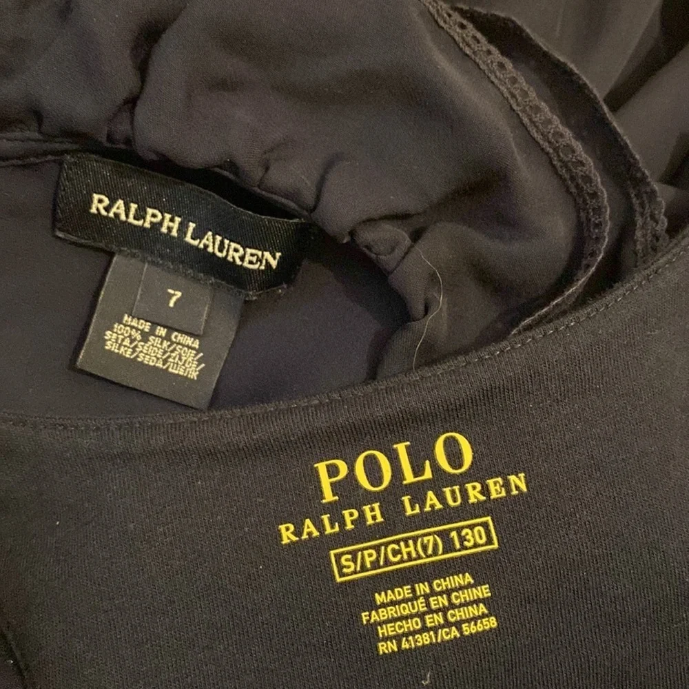 RALPH LAUREN & POLO RALPH LAUREN NAVY BLUE SILK & cotton dress . Size 7 set 2